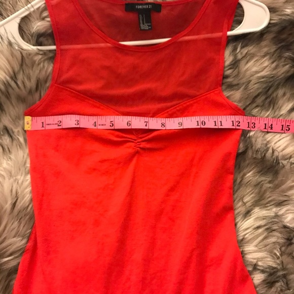 🦇 Forever 21 Red Mesh top BodySuit - Picture 7 of 12